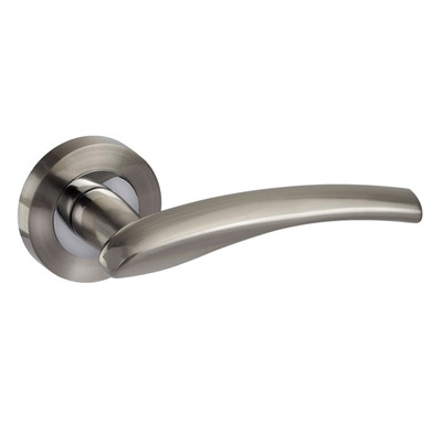 Access Hardware Tapered Door Handles On Round Rose, Dual Finish Polished & Satin Chrome - D4610DZ (sold in pairs) DUAL FINISH: SATIN CHROME & POLISHED CHROME