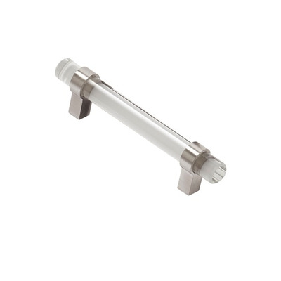 Access Hardware T Bar Cabinet Pull Handles (128mm OR 160mm C/C), Satin Nickel With Glass Handle - P111001GSN SATIN NICKEL & GLASS - 128mm c/c