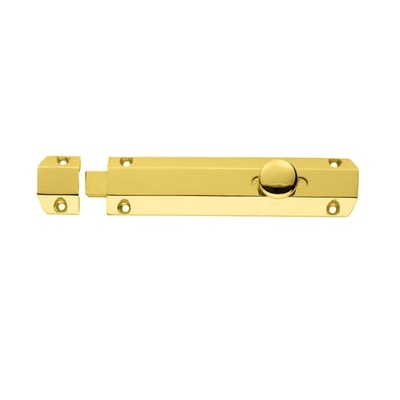 Carlisle Brass Surface Mounted Door Bolt, Polished Brass - AQ81 POLISHED BRASS - 150mm