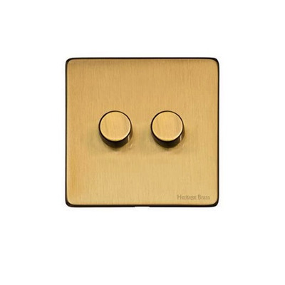 M Marcus Electrical Studio 2 Gang 2 Way Push On/Off Dimmer Switch, Satin Brass (250 OR 400 Watts) - Y44.270.250 SATIN BRASS - 250 WATTS