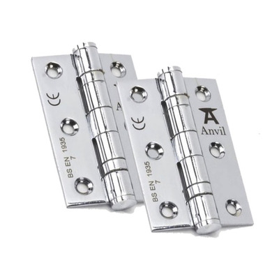 From The Anvil 3 Inch Ball Bearing Butt Hinges, Polished Chrome - 49575 (sold in pairs)  POLISHED CHROME