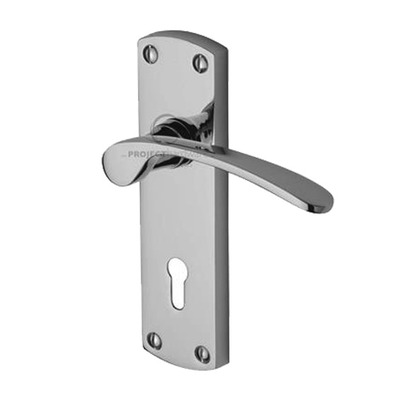 M Marcus Project Hardware Luca Design Door Handles On Backplate, Polished Chrome - PR400-PC (sold in pairs) LOCK (WITH KEYHOLE)