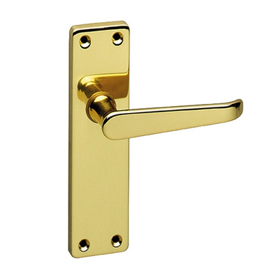 Urfic Victorian Traditional Range Door Handles On Backplate, Polished Brass - 90-325-01 (sold in pairs) LATCH
