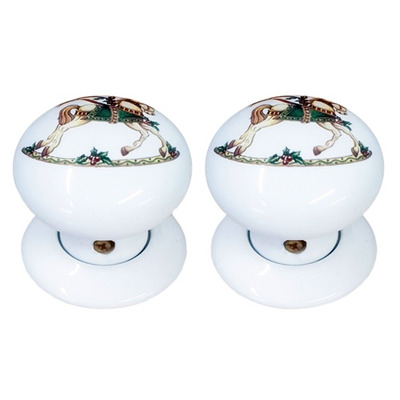 Chatsworth Novelty Porcelain Mortice Door Knobs, Rocking Horse - BUL602-7-HORSE (sold in pairs) PORCELAIN ROCKING HORSE MORTICE KNOB