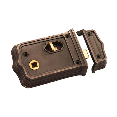 Spira Brass Gothic Rim Lock (110mm x 74mm), Pewter - SB7106PEW PEWTER