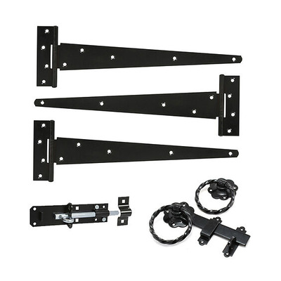 Spira Brass Twisted Ring Gate Latch & Hinge Kit (Various Sizes), Black - 9105 (sold in pairs) BLACK - 18 INCH (450mm)