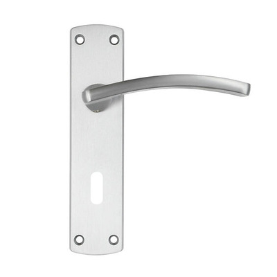 Zoo Hardware Stanza Toledo Contract Range Door Handles On Backplate, Satin Chrome - ZPA031-SC (sold in pairs) EURO PROFILE LOCK (WITH CYLINDER HOLE)