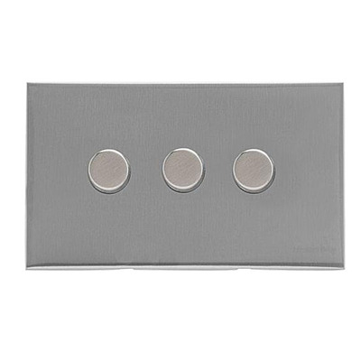 M Marcus Electrical Winchester 3 Gang 2 Way Push On/Off Dimmer Switch, Satin Chrome (250 OR 400 Watts) - W03.580.250 SATIN CHROME - 250 WATTS