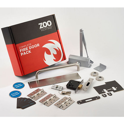 Zoo Hardware Architectural Corridor Fire Door Locking Kit, Satin Stainless Steel Finish - KITA1-FDP-A1 CORRIDOR LOCKING - FIRE RATED 60 MIN