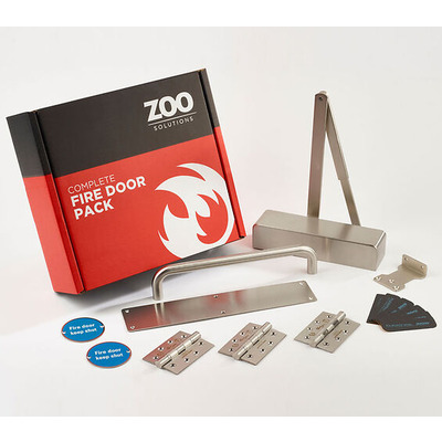 Zoo Hardware Commercial Corridor Fire Door Non-Locking Kit, Satin Stainless Steel Finish - KITC2-FDP-C2 CORRIDOR NON-LOCKING - FIRE RATED 30 MIN
