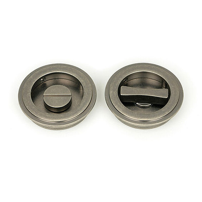 From The Anvil Art Deco Round Pull Privacy Set (60mm OR 75mm Diameter), Pewter - 50182 PEWTER - 75mm Diameter