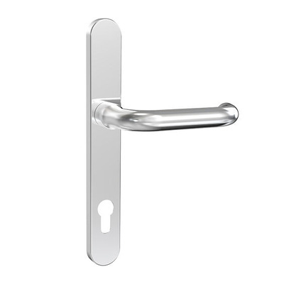 Mila Supa Safety Lever Door Handles, 240mm Backplate - 92mm C/C Euro Lock, Polished Stainless Steel - 570701 (sold in pairs)  POLISHED STAINLESS STEEL
