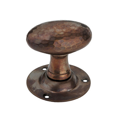 Spira Brass Hammered Oval Mortice Door Knob (60mm Diameter Rose), Antique Brass - SB2127AT (sold in pairs) ANTIQUE BRASS
