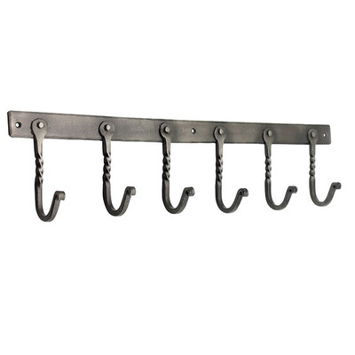 Spira Brass Twisted Iron Coat Hook Rack (460mm x 105mm), Pewter - BR606 PEWTER