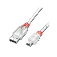 Image of Lindy 0.2m USB 2.0 Cable - Type A To Mini-B, Transparent