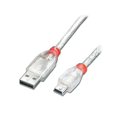 Lindy 0.2m  USB 2.0 Cable - Type A To Mini-B, Transparent