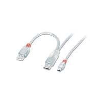 Image of Lindy 1m USB 2.0 Dual Power Cable - 2 x Type A (20cm apart) to Mini-B