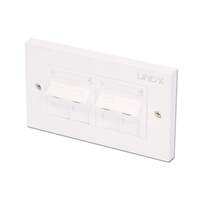 Image of Lindy CAT6 Double Wall Plate with 4 x Angled RJ-45 Shuttered Socket, U
