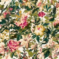 Image of Marianne Lilum Wallpaper Olive Raspberry Clarke and Clarke W015803