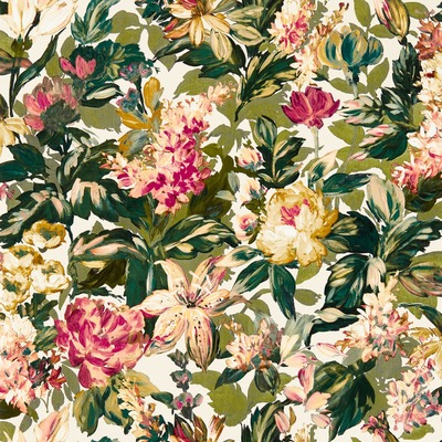 Marianne Lilum Wallpaper Olive Raspberry Clarke and Clarke W015803

