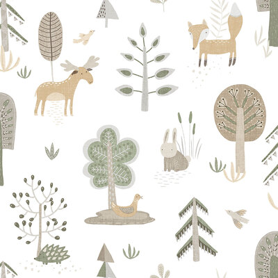 Little Explorers 2 Wallpaper Country Animals Green Galerie 14802
