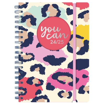 2024/2025 Spiral Bound Academic A5 Day A Page Mid Year Diary - ANIMAL PRINT