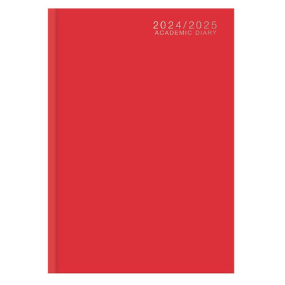 2024-2025 Academic A5 Week To View Mid Year Hardback Diary - RED