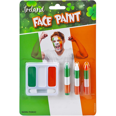 St Patrick’s Day Green White Orange Face Paint Set