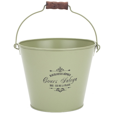 Metal Bucket Style Flower Planter Pots - Assorted Colours - 1 x Green Bucket (956027)