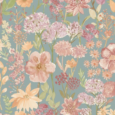 Wildflowers Wallpaper Pink / Blue Grandeco A61604
