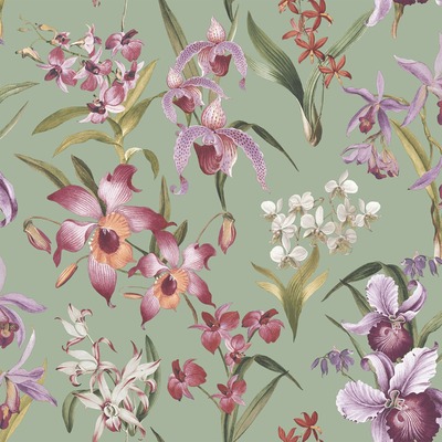 Maya Floral Wallpaper Sage Green Rasch 283654
