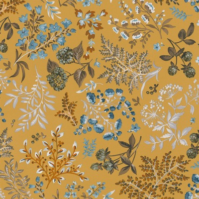 Abode Cottage Floral Leaves Wallpaper Ochre / Multi Erismann 05552-20
