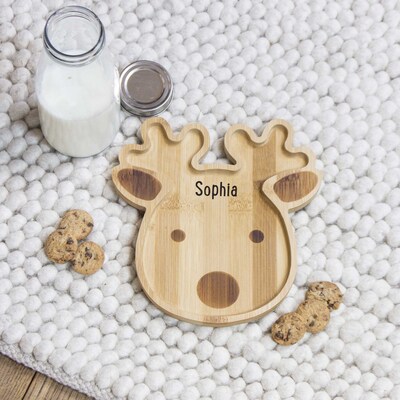 Personalised Children's Christmas Wooden Bamboo Plate - Choice of Design
