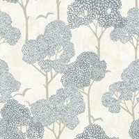 Lykke Tree Wallpaper Blue Fine Decor FD26540