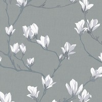 Laura Ashley Magnolia Grove Wallpaper Slate Grey 113354