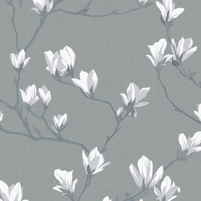 Laura Ashley Magnolia Grove Wallpaper Slate Grey 113354
