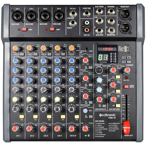 10 Channel Mixing Desk with DSP + USB/PC/BT Player