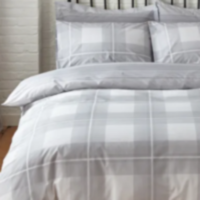 Polycotton Grey & White Stripes & Checks - Extra Large Single Duvet Cover Set