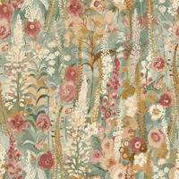 Delphinium Floral Forest Textured Vinyl Wallpaper Sage Green / Pink Grandeco A74603