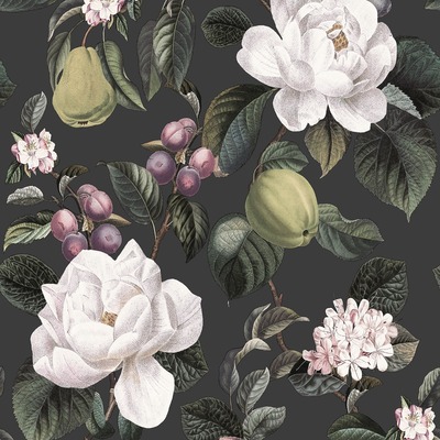 Pyrus Floral Wallpaper Charcoal Holden 13891
