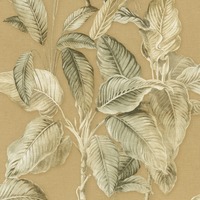 Boho Palm Leaf Vinyl Wallpaper Mustard Rasch 571479