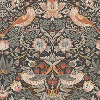 William Morris At Home Strawberry Thief Wallpaper Charcoal 124230