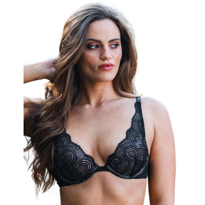 Wonderbra Refined Glamour Triangle Plunge Bra - Black - 34B