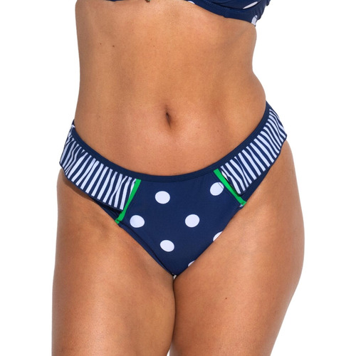 Pour Moi Beach House Frill Bikini Brief - Navy/Green