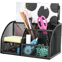 EXERZ Desk Organiser with 7 Compartments -Mesh Desk Tidy Caddy – Black