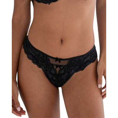 Pour Moi Desire Open Back Thong - Black/Slate