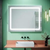 ELEGANT 900 X 700mm Wall Hung Bathroom Illuminated LED Mirror | Shaver Socket | Demister