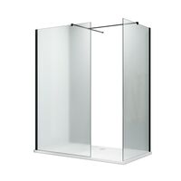 ELEGANT 1500X900mm Frosted Black Fittings Glass Easy Clean Walk-In Shower Enclosure (Inc Shower Panels + Stone Resin Tray + Waste)
