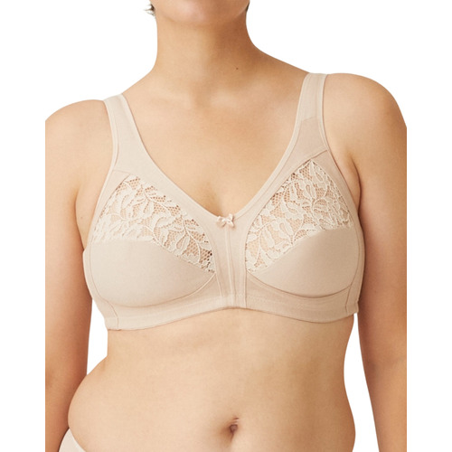 Naturana Vintage Cotton Non Wired Lace Bra - Light Beige