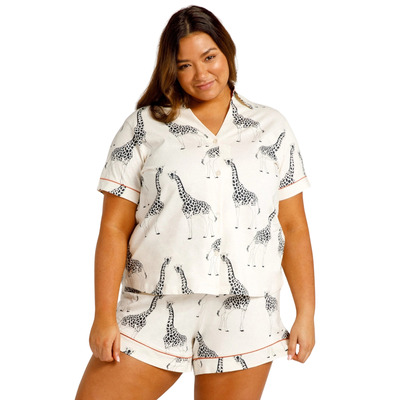 Chelsea Peers Curve Organic Cotton Short Pyjama Set - Giraffe Print